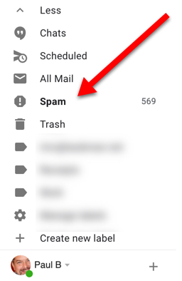 How do you check your spam folder on Gmail?
